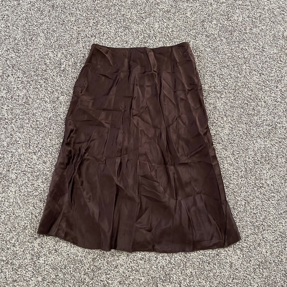 Blugirl Blumarine Made in Italy Sleek Brown Silk Skirt 38